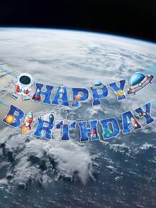 1套太空人生日快樂橫幅，太空人行星火箭圖案，生日快樂拉旗，生日派對背景掛飾，太空主題生日派對裝飾，居家裝飾，房間裝飾，生日牆面掛飾裝飾橫幅，太空人派對裝飾，生日慶祝裝飾，生日派對用品，生日禮物 - 太空太空人 - 查看 10