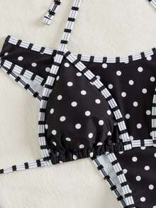 Set de 2 bikinis sexy y de moda en negro y blanco para mujer, ropa de playa de verano para vacaciones - Negro - Ver 5