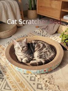 2-In-1 Corrugated Cardboard Cat Scratching Pad & Resting Mat, High Density Scratch Pad Protects Furniture, Suitable For All Breeds - 50cm (19.6inch) Round - View 8
