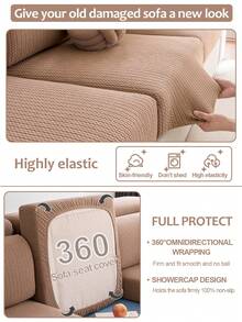 1 tấm bọc ghế sofa co giãn màu kem, bộ sản phẩm đa năng, bọc ghế sofa đa năng dùng được cả bốn mùa, chống trầy xước do mèo, phù hợp để bảo vệ ghế sofa phòng khách hình chữ L và ghế sofa 1, 2, 3, 4 chỗ ngồi. - Chất liệu - Màu nâu - Xem 5