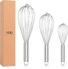Stainless Steel Whisk Set 8"  Kitchen Whisk Balloon Whisk Kitchen Wisk Wire Whisks For Cooking, Whisking, Blending, Beating, Stirring-3 Pack - 查看 11