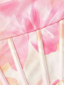 Elegante vestido de tirantes con fruncido en la cintura de color liso - Rosa 2 - Ver 7