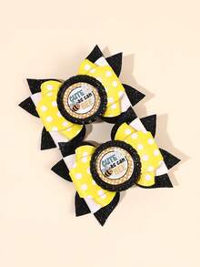 2pcs Yellow Red Hair Bow Clips,Glitter Bee Ladybird Decor Bow Hair Clips For Girl,Fashion Alligator Clips Hair Accessories For Girl Party Gifts - Multicolor - View 4