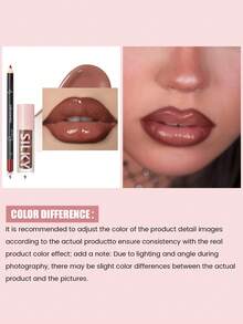 Pudaier 2-In-1 Lip Set: Moisturizing Lip Liner Pencil And Lip Gloss | Long-Lasting, Non-Bleeding, Universal Shades | Great Valentine's Day Gift - 11+11 - View 4