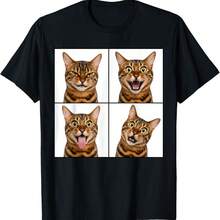 Bengal Cat In Photobooth Cute Cats Faces Poses & Expressions T-Shirt - Black - View 1