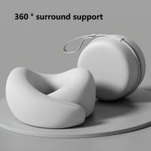 U Shaped Travel Neck Pillow Ergonomic Comfortable Sleep Support Pillow Portable Lightweight Design Ideal For Airplane Train Car Road Trip And Home Rest Essential Travel Accessories With Convenient Storage Package - 酷黑 - 查看 7