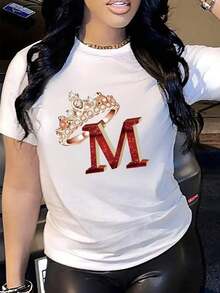 Revelry, Mother's Day, Valentine's Day, Women's Fashion, Letters, Prints, Directional Print, Round Neck Sweatshirt For Spring And Autumn, Women's Summer T-Shirt - 白色 - 查看 7
