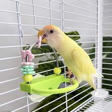 Bird Chewing Toy With Perch, Parrot Interactive Toy, Relieve Boredom, Durable Bird Cage Toy, Flower Design, Suitable For Small Birds And Parrots - A+B - View 7