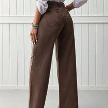 Jeans de pierna recta de talle alto - Marrón - Ver 3