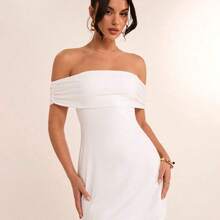 Summer Beach Vacation Solid White Off-Shoulder Back Bow Mini Dress, Suitable For Daily Dating, Night Out, Nightclubs, Parties, Get-Togethers, Cocktail Parties, Pool Parties, Back-To-School Season Clothes, School Season Dresses, Holiday Dresses Women's Dresses, Elegant, Beach Outfits For Woman / Beach, Wedding Guest Dress Women / Bridal Shower Dress White, Graduation Dress / Graduation Outfit, Brunch Outfits For Women, Concert Outfit Women / Rave Outfits Festival / Country Concert Outfi - Blanco - Ver 6