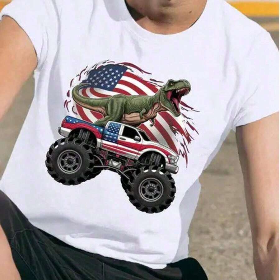 Camiseta Patriótica Blanca UPPA para Niños, 4 de Julio, de Algodón Suave con Estampado Gráfico, Nee Doh, Graduación de Jardín de Infancia, Niñas 4 de Julio, Niños, Ropa Infantil, Camisetas Gráficas, Ropa Bonita, Ropa de Niña, Camisetas Y2k, Camiseta de Monstruo T-Rex para Niños, Camiseta UPPA 250 Aniversario 4 de Julio 2026, Construcción de Algodón Puro Suave, Delicada con la Piel Delicada de los Niños, Proporciona Buena Ventilación y Comodidad Fresca en Verano. Regalos Personalizados, Regalos de Pascua para Niños, Recuerdos de Fiesta para Niños, Regalos para Niños, Amigos y Familiares. - Blanco 3 - Ver 1