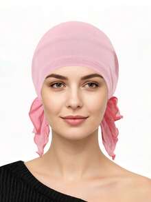 Mũ turban buộc sẵn thời trang, khăn trùm đầu mềm mại, thoáng khí, co giãn, mũ lót hijab cho nữ, phụ kiện che tóc phong cách thường ngày và đường phố. - màu sắc - Xem 2
