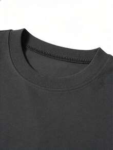 Women's Short-Sleeved Printed T-Shirt, Spring Clothing, Holiday Outfit, Black For Summer, Beach Look, Vacation Style, Country Style, Women's Office Outfit. - 深灰色 - 查看 3