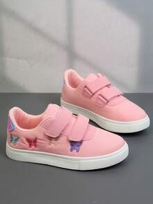 1 Pair Lace-Up Design Breathable Comfortable Canvas Shoes Suitable For Girls Back To School, Suitable For Spring And Autumn - Pink - View 2