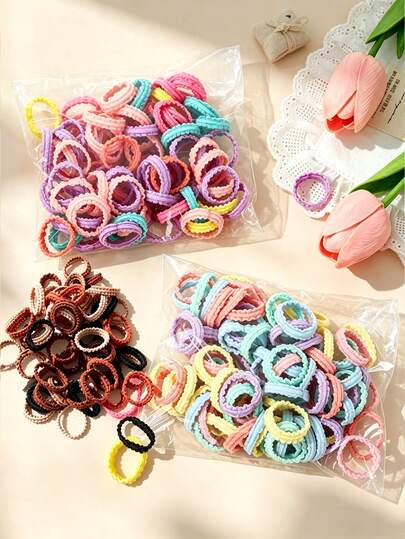 50/100pcs Sweet Braided Hair Ties, Women Braided Ponytail, Small Braid Hair Ties, Versatile For Daily, Outdoor, Festival Dance Performance, Perfect Back To School Gift