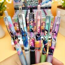 Bộ 6 bút bi gel K-Pop có thể thu gọn, bút viết chủ đề Anime, mực đen 0.5mm dành cho học sinh và thanh thiếu niên. - Nhiều màu - Xem 8
