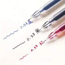 3/9 pièces, 0,38 mm, encre à séchage rapide, noir/bleu/rouge - stylos idéaux pour les examens et l'utilisation au bureau, écriture à pointe fine, rentrée scolaire - Multicolore - Voir 1