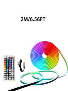 1PC Neon Flexible RGB LED Neon Light Strip With Remote Control- Color-Changing Neon For Bedrooms, Sofas, Game Settings And Home Theater Decor Perfect For Holiday Decorations - Colored Light - View 16