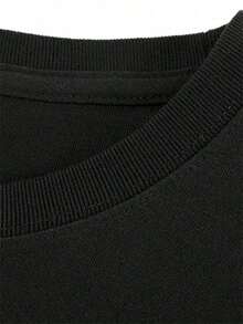 100% de doble cara, una camiseta suave y transpirable para el verano, una camiseta popular recientemente, que absorbe la humedad, estampada con motivos florales negros, adecuada para salidas, viajes y fines de semana.Es transpirable y cómodo. - Negro - Ver 2