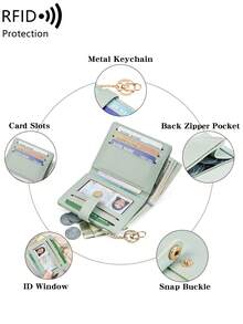 MIYIN Ví nữ siêu mỏng, ví gập đôi chống RFID đựng thẻ tín dụng có ngăn đựng tiền xu có khóa kéo, cửa sổ đựng thẻ ID và móc chìa khóa, thời trang và nhẹ, phù hợp để mang theo hàng ngày đựng tiền mặt, tiền xu, hóa đơn, chìa khóa, thẻ ID, thẻ tín dụng. Món quà lý tưởng cho phụ nữ công sở vào các dịp lễ, kỷ niệm, sinh nhật. Chiếc ví này kết hợp chức năng đựng danh thiếp và ví đựng thẻ tín dụng, hoàn hảo cho du lịch và các dịp thường ngày. - màu xanh lá - Xem 11