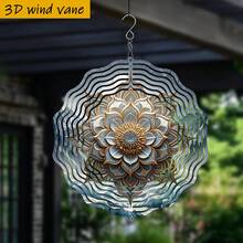 Chong chóng gió 3D với họa tiết bông tuyết và hoa - Đồ trang trí treo bằng sắt 10 inch, thích hợp cho Giáng sinh, Halloween, Lễ Phục sinh, Lễ Tạ ơn - Không cần điện, dễ lắp đặt, trang trí trong nhà/ngoài trời, trang trí sân vườn và tiệc tùng, đồ trang trí ngoài trời (Không bao gồm mặt dây chuyền), kiểu dáng ngẫu nhiên. - A - Xem 3