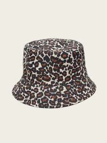 1/2 Pieces Personalized Leopard Print Retro Bucket Hat, European And American Style Double-Sided Sun Protection Hat,Festival,Travel - Leopard Print Fisherman's Hat - View 15