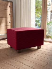 1 Stück einfarbiger Fußhocker Bezug, geeignet für Wohnzimmer Schlafzimmer Zuhause, Sofa Hocker Bezug, für alle Jahreszeiten verwendbar, modern minimalistisch - Bordeaux - Übersicht 1