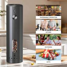 Pepper Grinder, Electric Salt And Pepper Mill Grinder, Adjustable Coarseness, Ceramic Grinding Elements, Rechargeability With LED Light, One Hand Automatic Operation - Multicolor - View 5