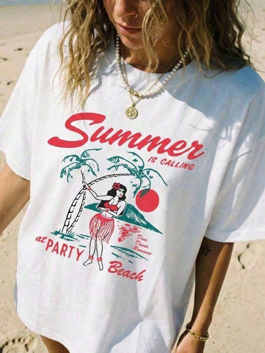 PremiumCamisa para mujeres, camisa casual femenina, camisa elegante para mujeres, camiseta para mujeres, camisas adaptadas a mujeres con figura redonda, ropa deportiva femenina, camiseta corta con estampado, camiseta deportiva casual de estilo callejero para verano Eco-Friendly - Blanco - Ver 1