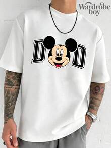 1 Disney-Licensed Short-Sleeve Couple Printed T-Shirt, Cotton Patterned T-Shirt, Featuring Mickey And Minnie Mouse Head Patterns, Suitable For Family Trips And Vacations. Mother's Day And Father's Day T-Shirt, Suitable For Men And Women. Cotton T-Shirt, Comfortable And Breathable. - Man-white - View 2