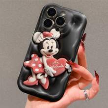 Disney Minnie Mouse Phone Case, Official Disney Minnie Mouse Character Design, Love-Themed Minnie With Red Heart Protective Cover. Compatible With IPhone 17, 16, 15, 14, 13, 12, 11 Pro Series, Featuring Plush-Style Minnie Holding A Heart-Shaped Pillow With "Love, Minnie" Text On A Black Leather Background, Perfect For Disney Fans And Minnie Lovers To Showcase Their Favorite Character, Ideal For Birthdays, Holidays, Anniversaries, Graduation Gifts, Or Any Special Occasion To Surprise Family, Friends, Classmates, And Loved Ones. - trắng - Xem 4