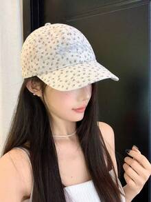 花卉刺绣字母棒球帽,百搭,美观,帽顶柔软,帽檐宽大,适合大头围。 - 彩色 - 查看 4