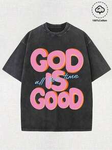 IS GOOD es bueno todo el año.Estampado de Letras, Estilo Urbano, Lavado Vintage, Camiseta de 180G.Adecuado para diversos festivales, uso casual, estilo urbano, actividades al aire libre y como regalo para amigos y familiares. - Negro - Ver 12