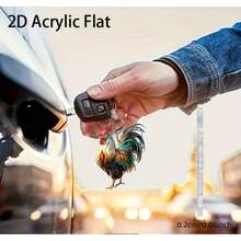Móc khóa hình gà trống 2D bằng acrylic với khóa càng cua - Món quà Giáng sinh hoàn hảo cho những người đam mê xe hơi và phụ nữ sành điệu. - Xem 4