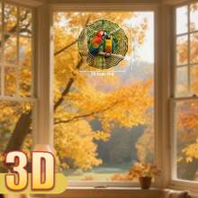 1 pieza 3D "Dos loros de colores posados en una rama" - 10 X 10 pulgadas Gancho giratorio, Decoración de móvil creativo DIY de 360°, Adecuado para todas las estaciones (Colgante no incluido), Estilo aleatorio - A - Ver 9