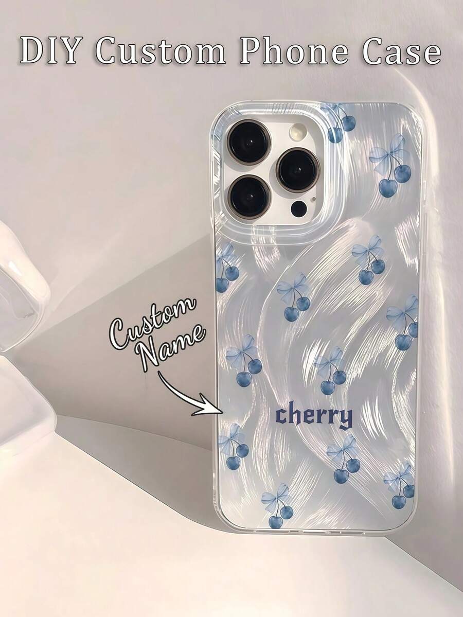 Capa de celular personalizada com nome, fonte Cherry, design personalizado, compatível com iPhone 17, 16, 15, 14, 13, 12, 11, 17 Pro Max, 17 Air, S25, S23, S22, S24 Ultra, A17, A07, A16, A15 e outros modelos. Feita em TPU resistente a quedas e impressões digitais, com cobertura total. Presente ideal para você, seu(sua) parceiro(a), para o Halloween, Natal, Ano Novo, Dia das Mães, Dia dos Pais, família, amigos, aniversários e outras ocasiões especiais. - Prata - Ver 1