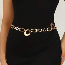 Cadena de cintura de metal circular de moda, elegante cadena corporal - multicolor - Ver 9