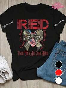 Camiseta de Viernes Rojo, Un Homenaje a Cada Militar, Usamos Camisetas Rojas los Viernes, Un Regalo con Temática Militar (Ideal para Esposa/Madre/Padre/Novia), Camiseta Estampada para Celebraciones Festivas, 100% Algodón Puro, Un Gran Regalo para Amigos y Familiares, Adecuada para Todas las Temporadas - Negro - Ver 7
