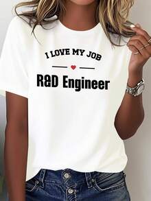 Women's R&D Engineer Casual T-Shirt, Pure And Comfortable - White - View 1