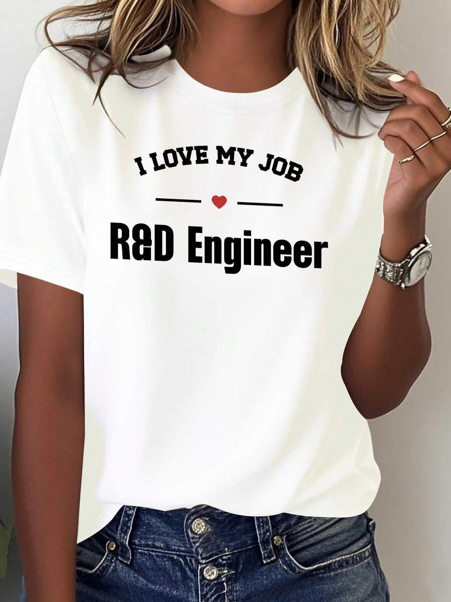 Women's R&D Engineer Casual T-Shirt, Pure And Comfortable - White - View 1