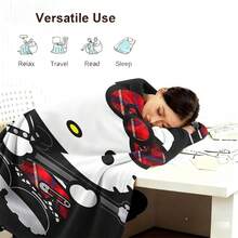 SANRIO 1pc Comfortable Punk Style Hello Kitty Pink Plaid Flannel Blanket, Soft Polyester Knitted Design, Versatile Use, Machine Washable, Ideal Gift For Home, Travel, Outdoor, All Seasons - Cozy Throw Blanket For Sofa, Bed, Office, Car - Multicolor - View 8