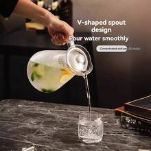 1 pieza Jarra de agua de pico de pato transparente de PC a prueba de roturas y resistente al calor, diseño ergonómico con pico en forma de pico de pato para verter fácilmente, gran capacidad, jarra reutilizable para almacenar bebidas frías y jugo en el hogar y la cocina - transparente - Ver 3
