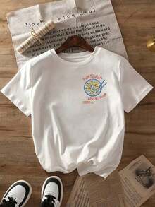 Camiseta de Mujer con Estampado de Verano de Doble Cara - Diseño de Estampado de Primavera-Verano para Amantes de los Dumplings, Ropa de Mujer, Cómoda y Práctica, Camiseta Holgada de Cuello Redondo - Blanco - Ver 3