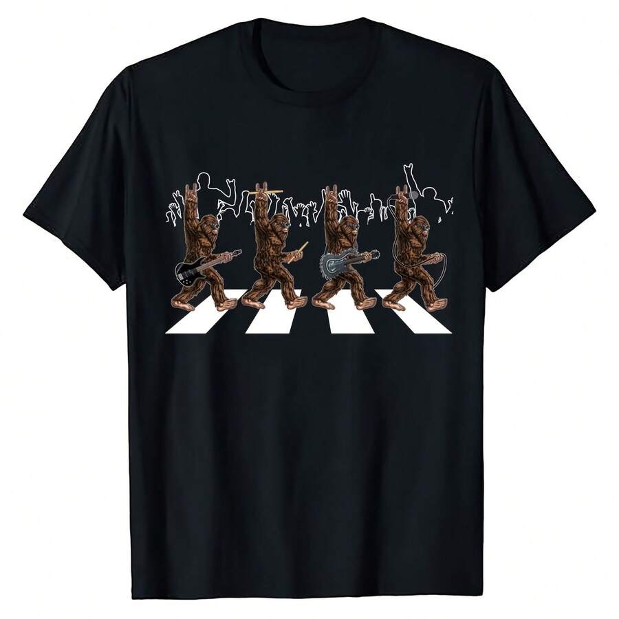 Bigfoot K Band T Shirt – Funnasquatch Music Parody Tee, Abbey Road Ste Crossing, Concerrowd Guitar Shirt220g Heavyweight 100% Cotton T-Shirt. Butterfly Print. Unisex Sizing. Round Neck Inspirational T-Shirt. Cute And Beautiful Y2K-Inspired Summer Top, Perfect For The Outdoors, Home, Work, Or Street Wear. Casual, Loose-Fitting Everyday T-Shirt. - 黑色 - 查看 1