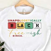 1 Women's Black History Month Print T-Shirt, Crew Neck, Casual Cotton T-Shirt, Medium Elasticity Knit Fabric, Regular Fit For Ladies, Ideal For Spring/Summer/Autumn, New Year, Juneteenth. - 白色 - 查看 11