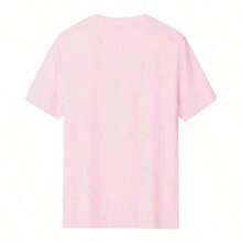 New Summer Loose Fit T-Shirt With Print And Crew Neck, Vintage Rapper Head Print T-Shirt, Vintage 90s Music T-Shirt, Unisex 100% Cotton Short Sleeve Top For Men, Global Fashion Sets, Cotton Summer Clothes, Men's T-Shirts, Graphic T-Shirts, Urban Clothing, Funny T-Shirts, Purple Matching Set For Couples. - 淺粉色 - 查看 2
