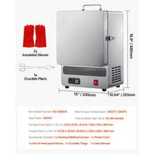 Tisch-Schmelzofen 1500 W leistungsstarker elektrischer Ofen 1200 ℃ maximale Temperatur, Goldschmelzofen aus Edelstahl für Wachsguss Ton-DIY Metalltemperierung Glasieren auf Keramik, Silber - 1500 W, 15,2 x 15,2 x 14 cm - Übersicht 7