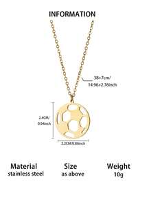 1 chiếc dây chuyền mặt dây rỗng lấy cảm hứng từ thể thao, mạ vàng 18K bằng thép không gỉ, hình quả bóng rổ, bóng đá, bóng chày, bóng chuyền, bóng bầu dục, phụ kiện, quà tặng cho người đam mê thể thao. - Vàng - Xem 12