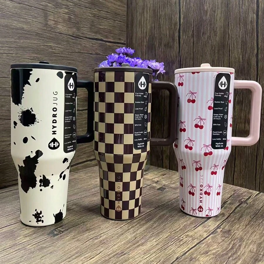 Vaso de agua deportivo para exteriores de 40 oz, botella de agua de acero inoxidable con aislamiento al vacío, con tapa y pajita, apto para agua, té helado o café. - Multicolor - Ver 1