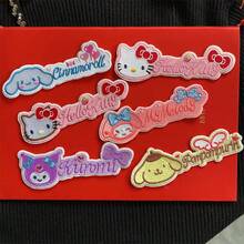 6片卡通刺绣布贴，包含猫、兔子、大耳朵狗、小恶魔、黄狗等可爱卡通图案，时尚涤纶布徽章，DIY服装熨烫贴片，刺绣布贴 - 彩色 - 查看 9